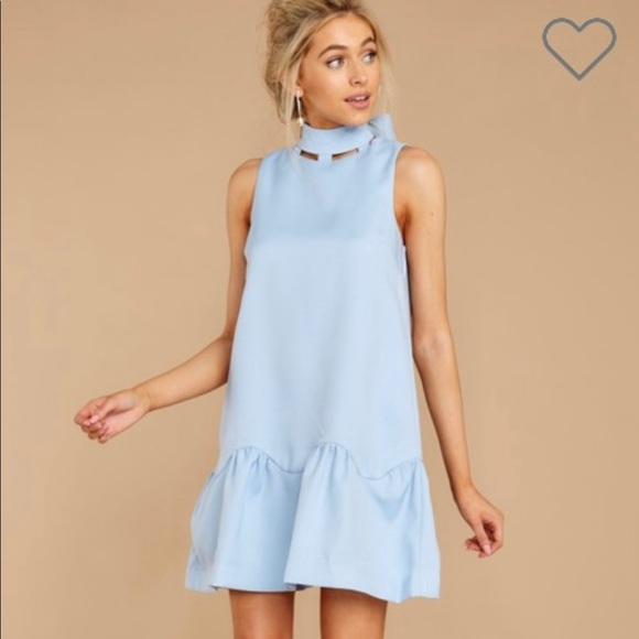 Ina Dresses & Skirts - Sweet INA Blue Dress with high collar details, tie at neck